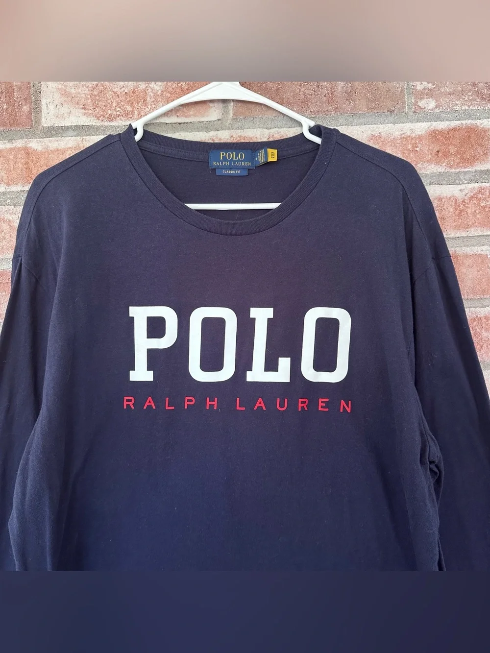Polo Ralph Lauren Long Sleeve Graphic Tee Shirt Navy Blue Men’s Medium Classic